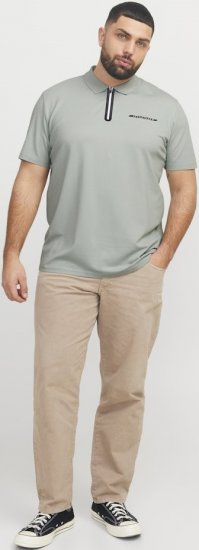 Jack & Jones Fusion Pique Zipper Polo Green/Blue - Polo majice - Muške Polo Majice Veliki Brojevi
