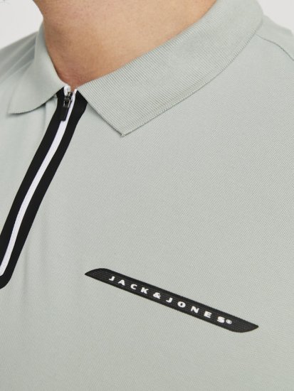 Jack & Jones Fusion Pique Zipper Polo Green/Blue - Polo majice - Muške Polo Majice Veliki Brojevi