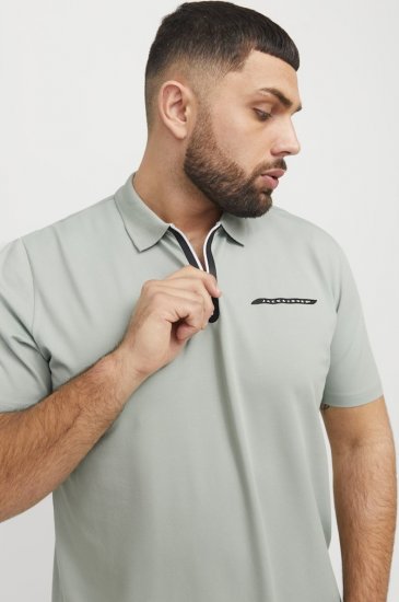 Jack & Jones Fusion Pique Zipper Polo Green/Blue - Polo majice - Muške Polo Majice Veliki Brojevi
