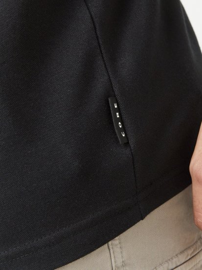 Jack & Jones Fusion Pique Zipper Polo Black - Polo majice - Muške Polo Majice Veliki Brojevi