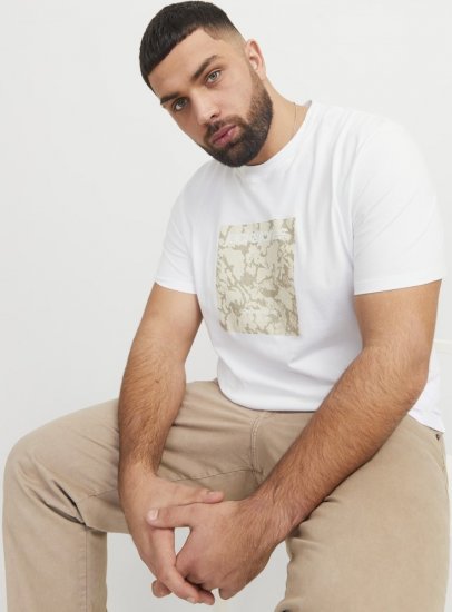 Jack & Jones Tarmac Camo Crew Neck T-Shirt Bright White - Majice Kratkih Rukava - Muške Majice Kratkih Rukava Veliki Brojevi 