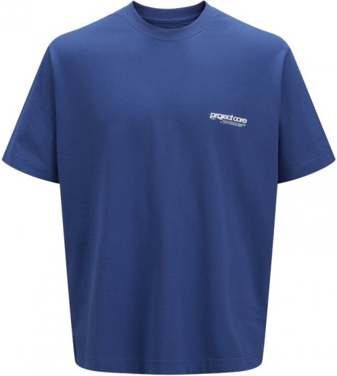 Jack & Jones Union Front & Back Print Crew Neck T-Shirt Beaucoup Blue - Majice Kratkih Rukava - Muške Majice Kratkih Rukava Veliki Brojevi 
