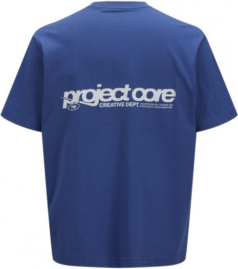 Jack & Jones Union Front & Back Print Crew Neck T-Shirt Beaucoup Blue - Majice Kratkih Rukava - Muške Majice Kratkih Rukava Veliki Brojevi 
