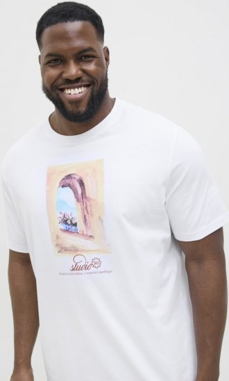 Jack & Jones Hydra Crew Neck T-Shirt Bright White - Majice Kratkih Rukava - Muške Majice Kratkih Rukava Veliki Brojevi 