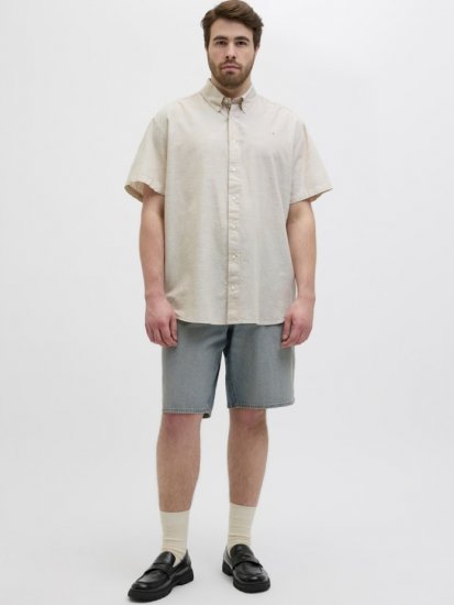 Jack & Jones Summer Shield Short Sleeve Shirt White Pepper - Košulje - Muške Košulje Veliki Brojevi