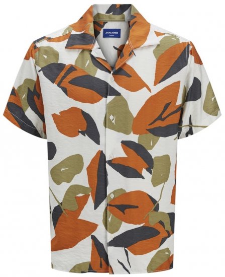 Jack & Jones Vira Marshall AOP Short Sleeve Shirt Cloud Dancer - Košulje - Muške Košulje Veliki Brojevi