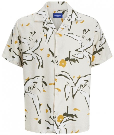 Jack & Jones Vira Marshall AOP Short Sleeve Shirt Buttercream - Košulje - Muške Košulje Veliki Brojevi
