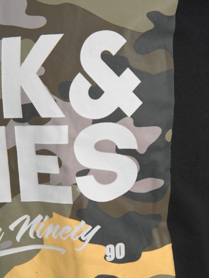 Jack & Jones JJPETE SHAPE Camo Print T-Shirt Black - Majice Kratkih Rukava - Muške Majice Kratkih Rukava Veliki Brojevi 