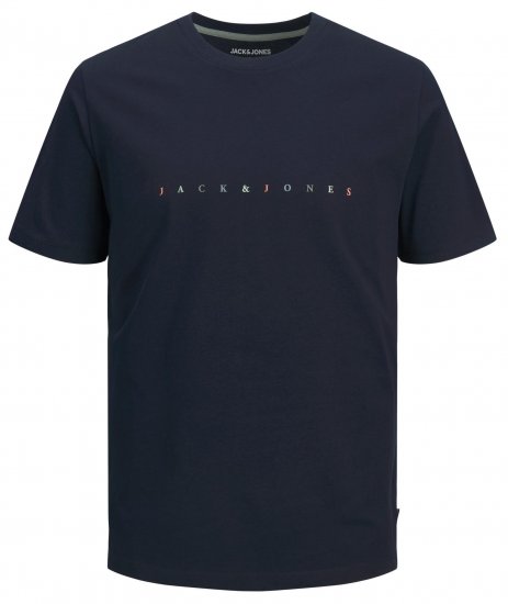Jack & Jones JJFONT T-Shirt Navy - Majice Kratkih Rukava - Muške Majice Kratkih Rukava Veliki Brojevi 