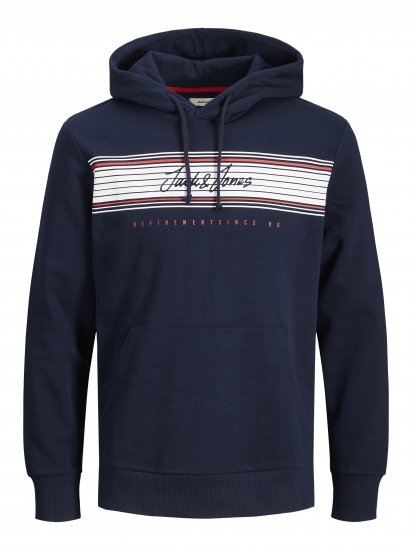 Jack & Jones JJLEO SWEAT Hoodie Navy - Puloveri & dukserice - Muške Puloveri & dukserice veliki brojevi