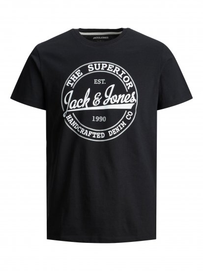 Jack & Jones JJBRAT T-Shirt Black - Majice Kratkih Rukava - Muške Majice Kratkih Rukava Veliki Brojevi 