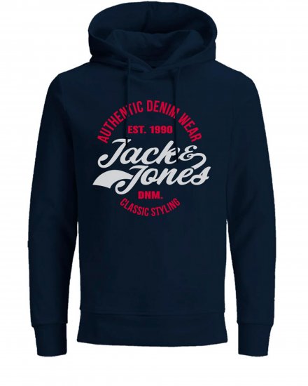 Jack & Jones JJBRAT SWEAT Hoodie Navy - Puloveri & dukserice - Muške Puloveri & dukserice veliki brojevi