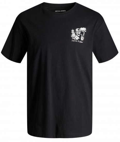 Jack & Jones JJCHILLER With Back Print Black - Majice Kratkih Rukava - Muške Majice Kratkih Rukava Veliki Brojevi 