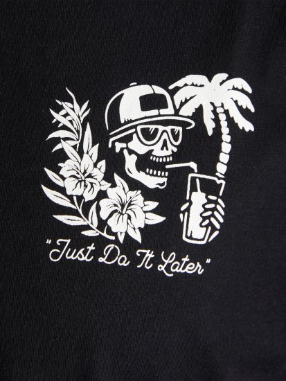 Jack & Jones JJCHILLER With Back Print Black - Majice Kratkih Rukava - Muške Majice Kratkih Rukava Veliki Brojevi 