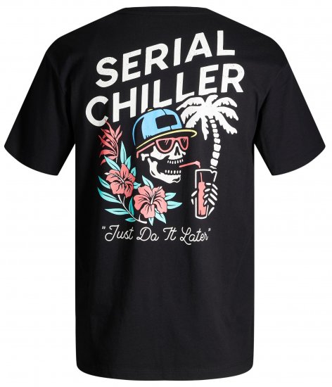 Jack & Jones JJCHILLER With Back Print Black - Majice Kratkih Rukava - Muške Majice Kratkih Rukava Veliki Brojevi 
