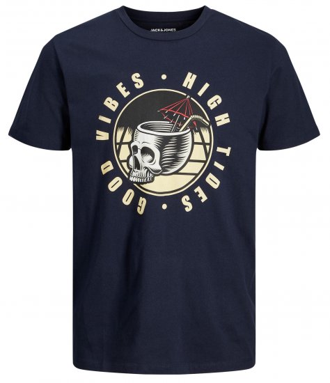 Jack & Jones JJEUSTACE T-Shirt Navy - Majice Kratkih Rukava - Muške Majice Kratkih Rukava Veliki Brojevi 