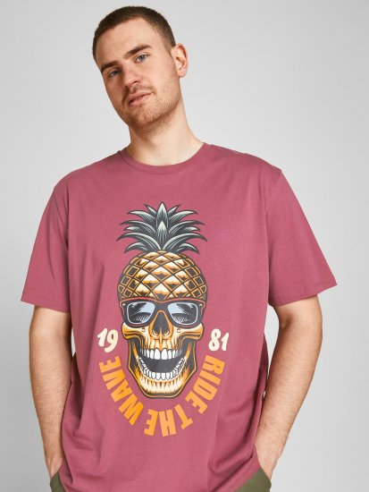 Jack & Jones JJEUSTACE T-Shirt Pink - Majice Kratkih Rukava - Muške Majice Kratkih Rukava Veliki Brojevi 