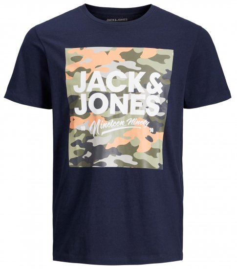 Jack & Jones JJPETE SHAPE Camo Print T-Shirt Navy - Majice Kratkih Rukava - Muške Majice Kratkih Rukava Veliki Brojevi 