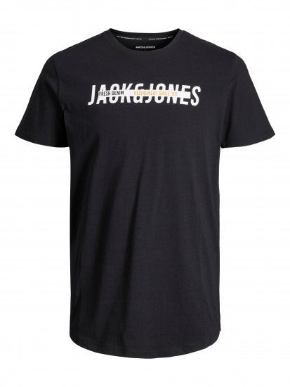Jack & Jones JJTEO T-Shirt Black - Majice Kratkih Rukava - Muške Majice Kratkih Rukava Veliki Brojevi 