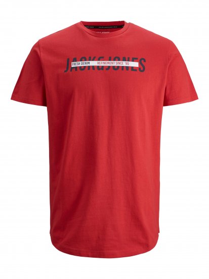 Jack & Jones JJTEO T-Shirt Red - Majice Kratkih Rukava - Muške Majice Kratkih Rukava Veliki Brojevi 