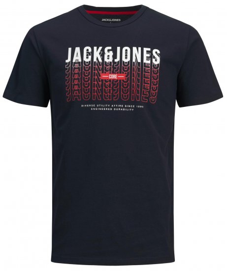 Jack & Jones JJCYBER T-Shirt Navy - Majice Kratkih Rukava - Muške Majice Kratkih Rukava Veliki Brojevi 