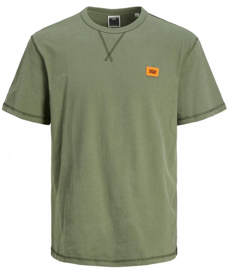 Jack & Jones JCOCLASSIC WAFFLE BADGE TEE Green - Majice Kratkih Rukava - Muške Majice Kratkih Rukava Veliki Brojevi 