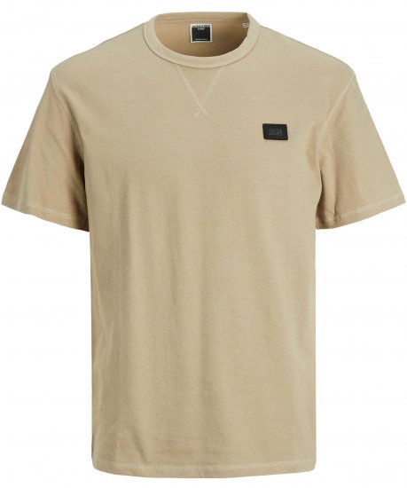 Jack & Jones JCOCLASSIC WAFFLE BADGE TEE Beige - Majice Kratkih Rukava - Muške Majice Kratkih Rukava Veliki Brojevi 