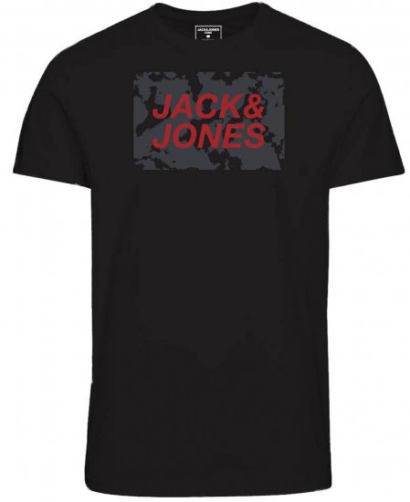 Jack & Jones JCOLAUGE T-Shirt Black - Majice Kratkih Rukava - Muške Majice Kratkih Rukava Veliki Brojevi 