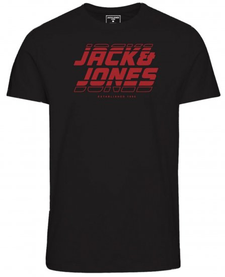 Jack & Jones JCOELLIOT T-Shirt Black - Majice Kratkih Rukava - Muške Majice Kratkih Rukava Veliki Brojevi 