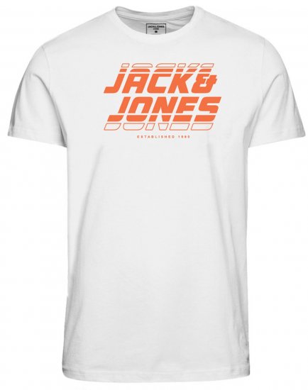 Jack & Jones JCOELLIOT T-Shirt White - Majice Kratkih Rukava - Muške Majice Kratkih Rukava Veliki Brojevi 