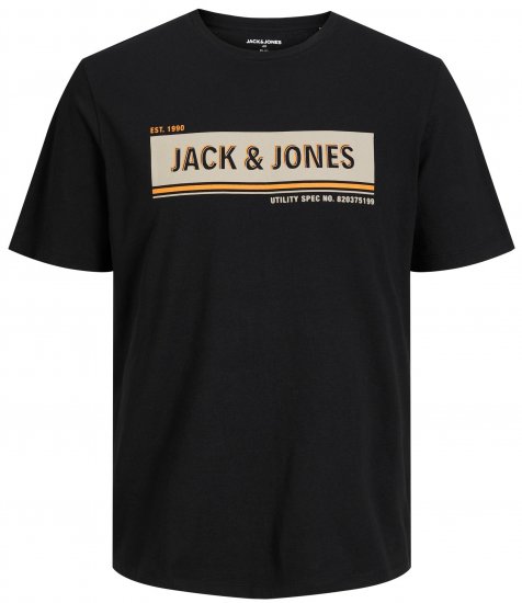 Jack & Jones JCOADAM T-Shirt Black - Majice Kratkih Rukava - Muške Majice Kratkih Rukava Veliki Brojevi 