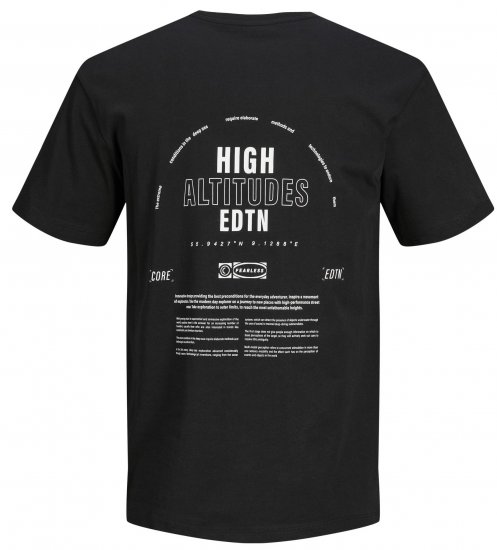 Jack & Jones JCOEDTN T-Shirt with Back Print Black - Majice Kratkih Rukava - Muške Majice Kratkih Rukava Veliki Brojevi 