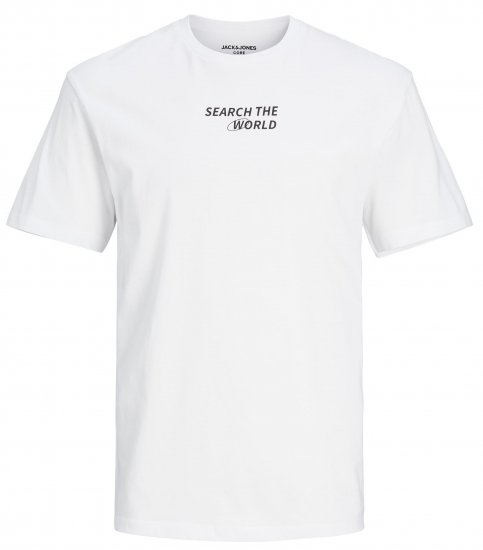 Jack & Jones JCOEDTN T-Shirt White - Majice Kratkih Rukava - Muške Majice Kratkih Rukava Veliki Brojevi 