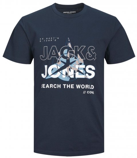 Jack & Jones JCOHUNT T-Shirt Navy Blazer - Majice Kratkih Rukava - Muške Majice Kratkih Rukava Veliki Brojevi 