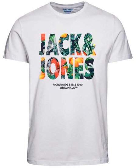 Jack & Jones JORBOOSTER T-Shirt Bright White - Majice Kratkih Rukava - Muške Majice Kratkih Rukava Veliki Brojevi 