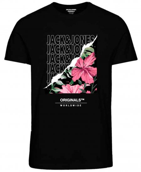 Jack & Jones JORBOOSTER T-Shirt Black - Majice Kratkih Rukava - Muške Majice Kratkih Rukava Veliki Brojevi 
