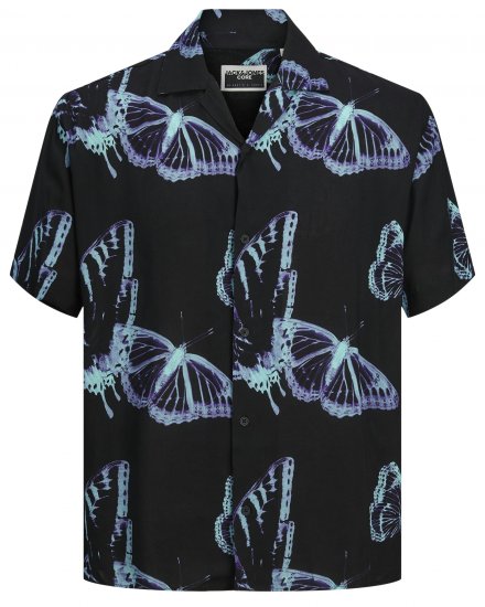 Jack & Jones JCOJEFF AOP Resort Shirt Black - Košulje - Muške Košulje Veliki Brojevi