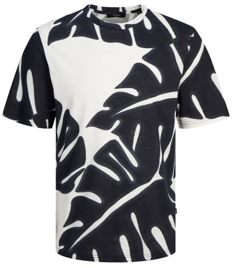 Jack & Jones JPRBLAPALMA AOP T-Shirt Snow White - Majice Kratkih Rukava - Muške Majice Kratkih Rukava Veliki Brojevi 