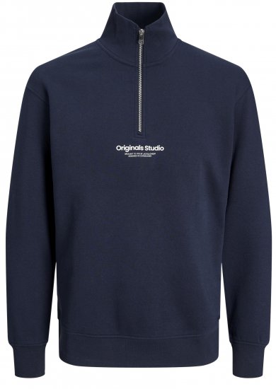 Jack & Jones Esterbro High Neck Quarter Zip Sweatshirt Dark Blue - Puloveri & dukserice - Muške Puloveri & dukserice veliki brojevi