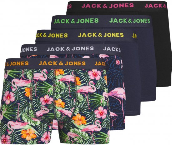 Jack & Jones JACPINK FLAMINGO TRUNKS 5 PACK Navy Blazer - Donje rublje & kupaće hlače - muške donje rublje veliki brojevi