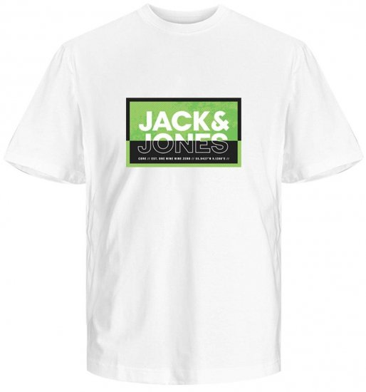 Jack & Jones JCOLOGAN SUMMER PRINT T-Shirt White - Majice Kratkih Rukava - Muške Majice Kratkih Rukava Veliki Brojevi 