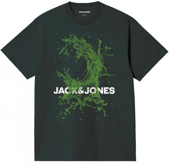 Jack & Jones JCOOCEAN SPLASH T-Shirt Black - Majice Kratkih Rukava - Muške Majice Kratkih Rukava Veliki Brojevi 