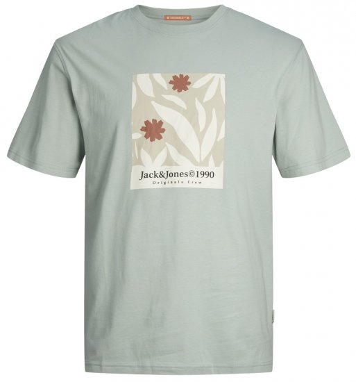 Jack & Jones JORMARBELLA AOP BRANDING T-Shirt Gray Mist - Majice Kratkih Rukava - Muške Majice Kratkih Rukava Veliki Brojevi 