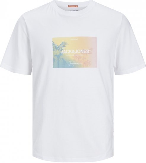 Jack & Jones JORARUBA Sunset Branding T-shirt White - Majice Kratkih Rukava - Muške Majice Kratkih Rukava Veliki Brojevi 