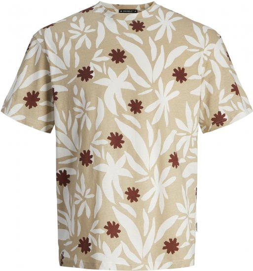Jack & Jones JORMARBELLA AOP TEE SS CREW NECK PLS Fields Of Rye - Majice Kratkih Rukava - Muške Majice Kratkih Rukava Veliki Brojevi 