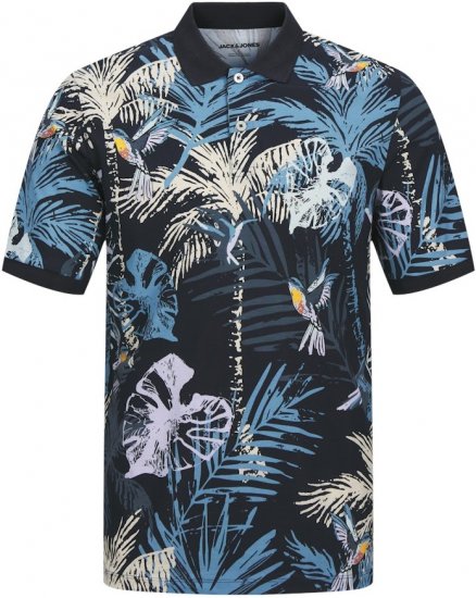 Jack & Jones Hawaii AOP Short Sleeve Polo Blue - Polo majice - Muške Polo Majice Veliki Brojevi