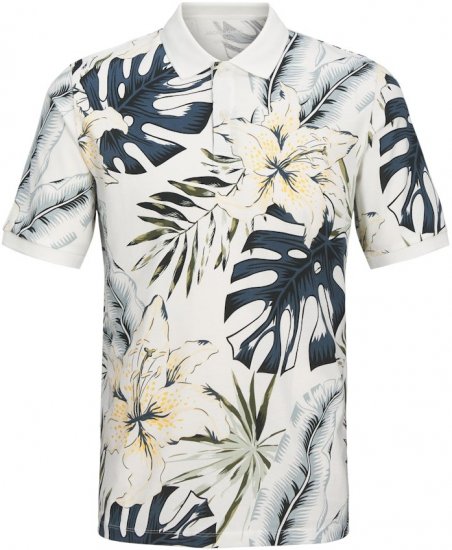 Jack & Jones Hawaii AOP Short Sleeve Polo White - Polo majice - Muške Polo Majice Veliki Brojevi