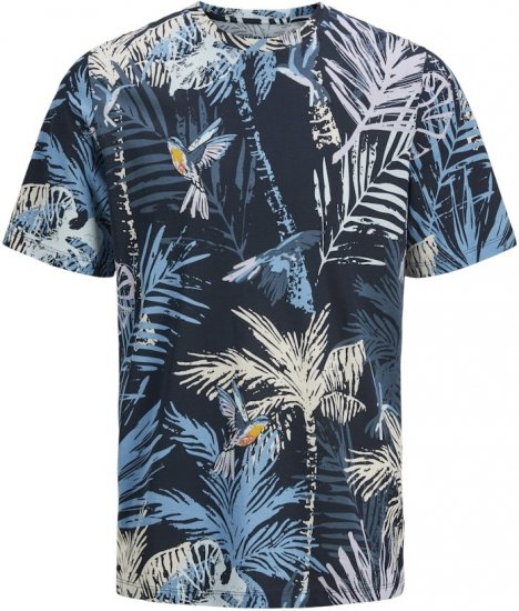 Jack & Jones Hawaii AOP Crew Neck T-Shirt Blue - Majice Kratkih Rukava - Muške Majice Kratkih Rukava Veliki Brojevi 