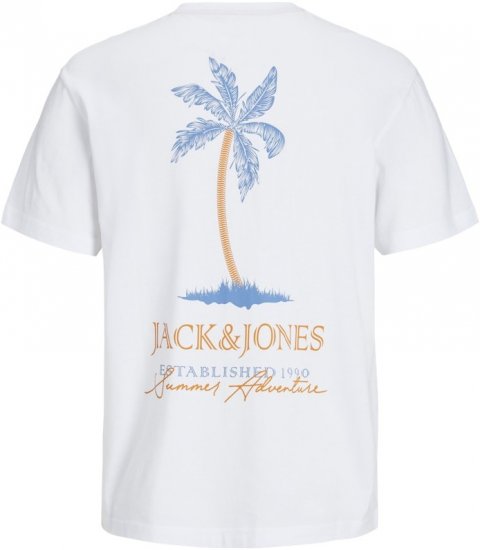 Jack & Jones Summer Vibes Crew Neck T-Shirt White - Majice Kratkih Rukava - Muške Majice Kratkih Rukava Veliki Brojevi 