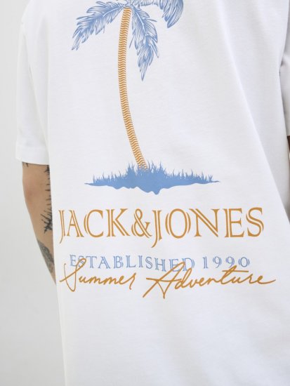 Jack & Jones Summer Vibes Crew Neck T-Shirt White - Majice Kratkih Rukava - Muške Majice Kratkih Rukava Veliki Brojevi 